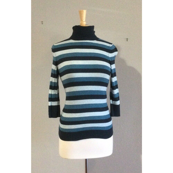 Banana Republic 3/4 Sleeve Stripe L/S Turtleneck Sweater Size Small - Picture 1 of 11
